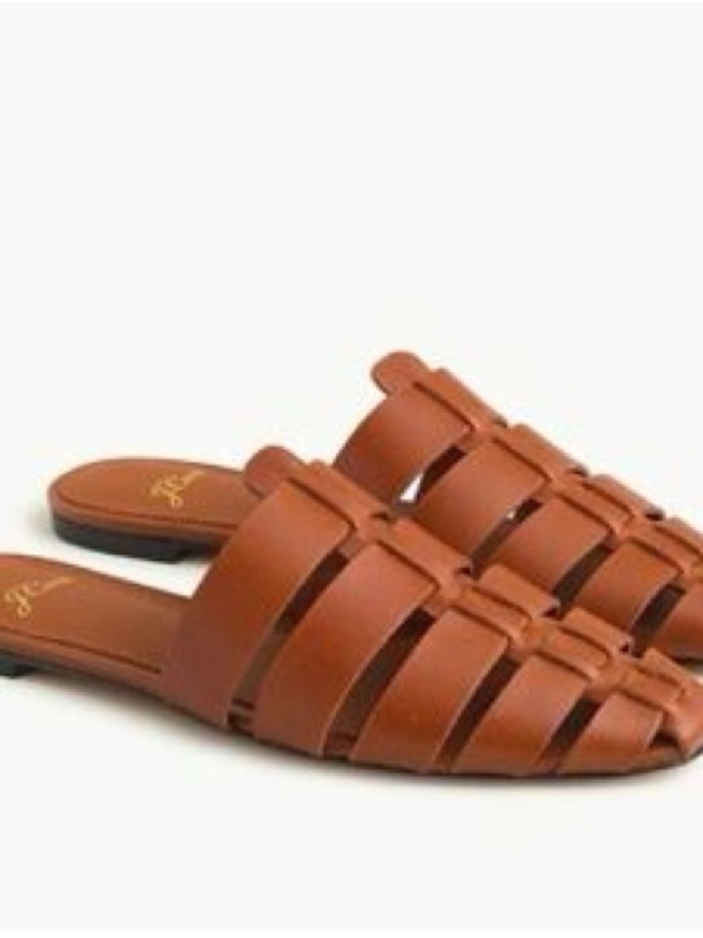 New J.Crew Vachetta Strap Mule in Warm Sepia, size 6 1/2